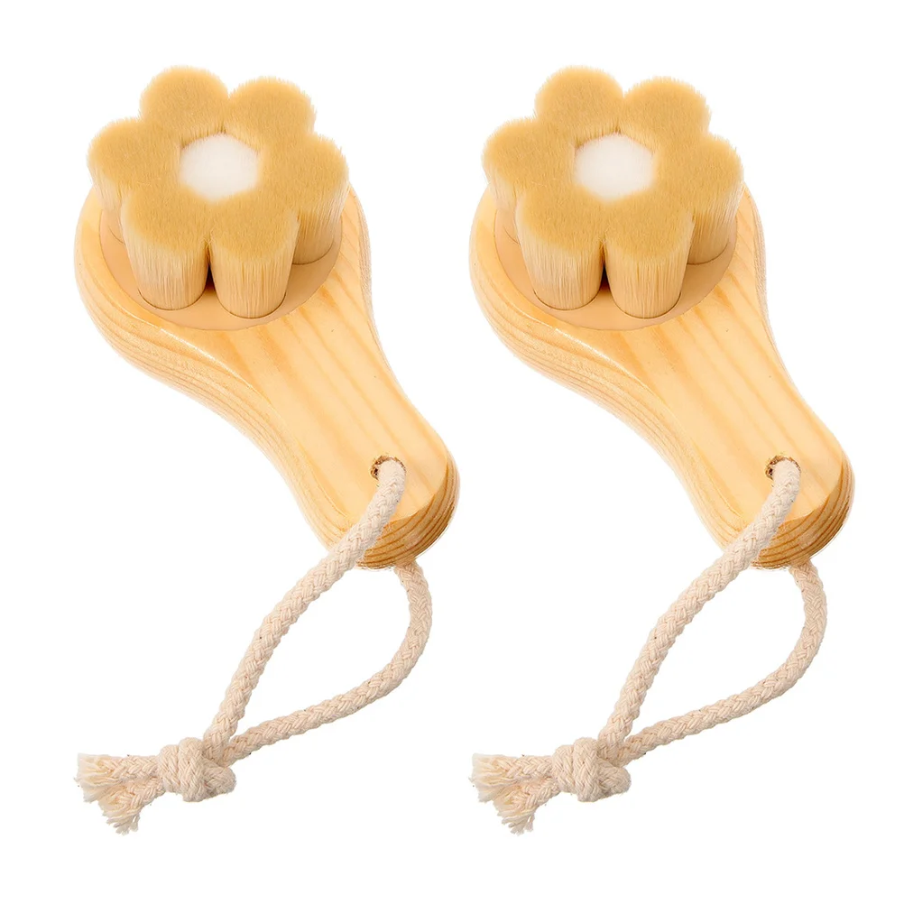 2Pcs Manual Face Cleansing Brush Soft Bristles Multifunctional Design Blackhead Removal Gentle Skin Care Tool Face Dry Brush