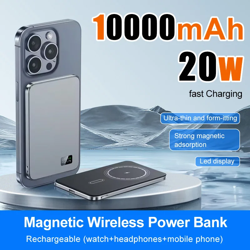Envío gratis 3 en 1 banco de energía inalámbrico magnético transfronterizo energía móvil súper delgada para cargar auriculares y relojes inteligentes