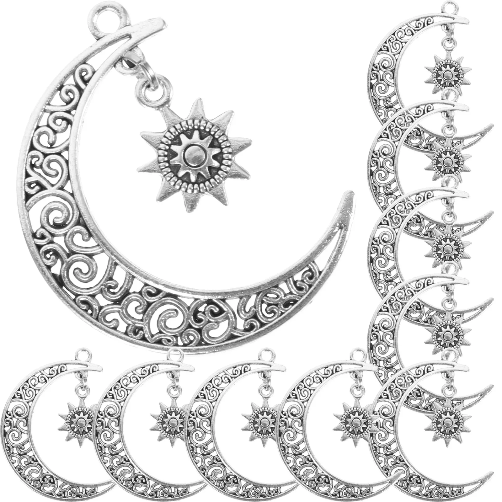 

10Pcs Alloy Sun and Moon Charms for DIY Jewelry Crafting Necklace Bracelet Earring Pendant Making Decorative Jewelry Accessories