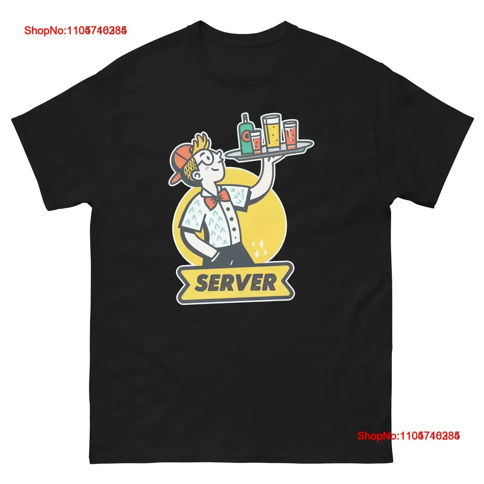 Server Nightclub Bar Nightlife Party T Shirt vintage Washed Versatile Breathable streetwear Casual fashion graphic Stylish Soft