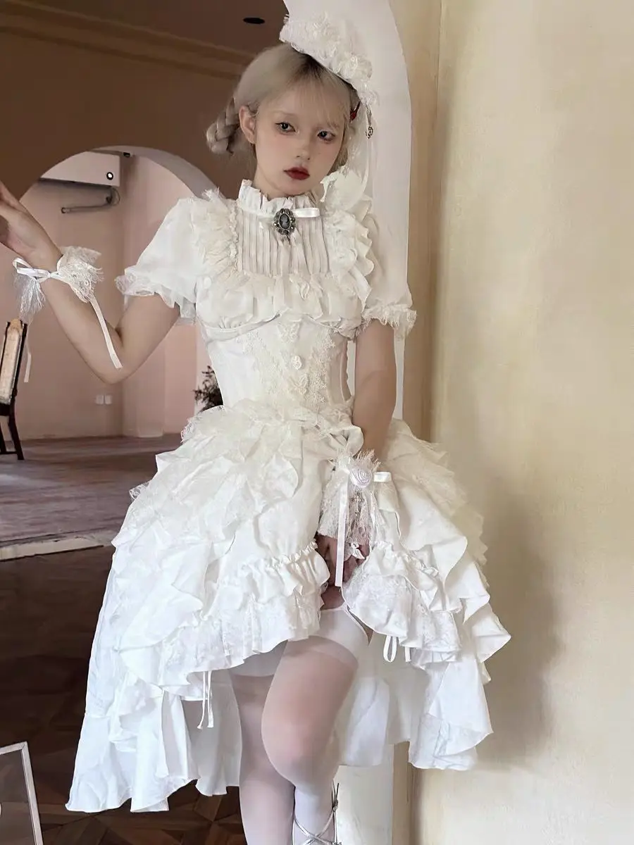 NONSAR Halloween Csúcsíves Lolita skirts Nők victorian Csalogány Elárusítónő tömör ruffles Magas derékon Bajusz Csekély évjárat Gothic Szoknya