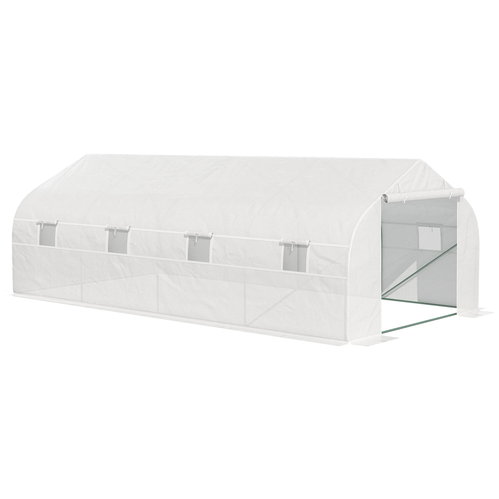 Outsunny greenhouse garden tunnel 600x300x200 cm for growing vegetables with white steel zipper roller door