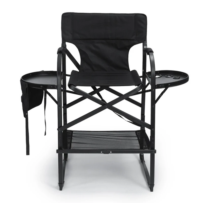 Foldable Makeup Chair Portable Multifunctional Barber Chairs Film Crew Studio Makeup Chairs Simple Armchair with Side Table