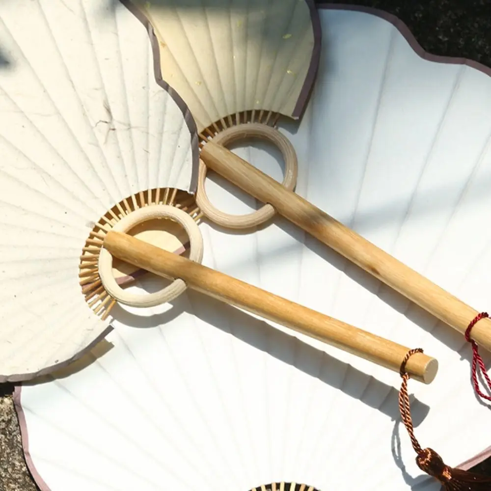 Art Supply Portable DIY Xuan Paper Fan Handmade Bamboo Handle Japanese Style DIY Fan Blank Classical Hand Painted Fan Home
