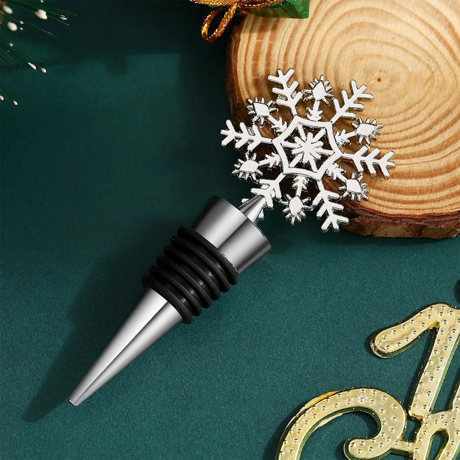 Bottle Stoppers Airtight Zinc Alloy Christmas Christmas Snowflake Wine Cork Topper For Champagne Liquor Alcohol Beer Home Bar