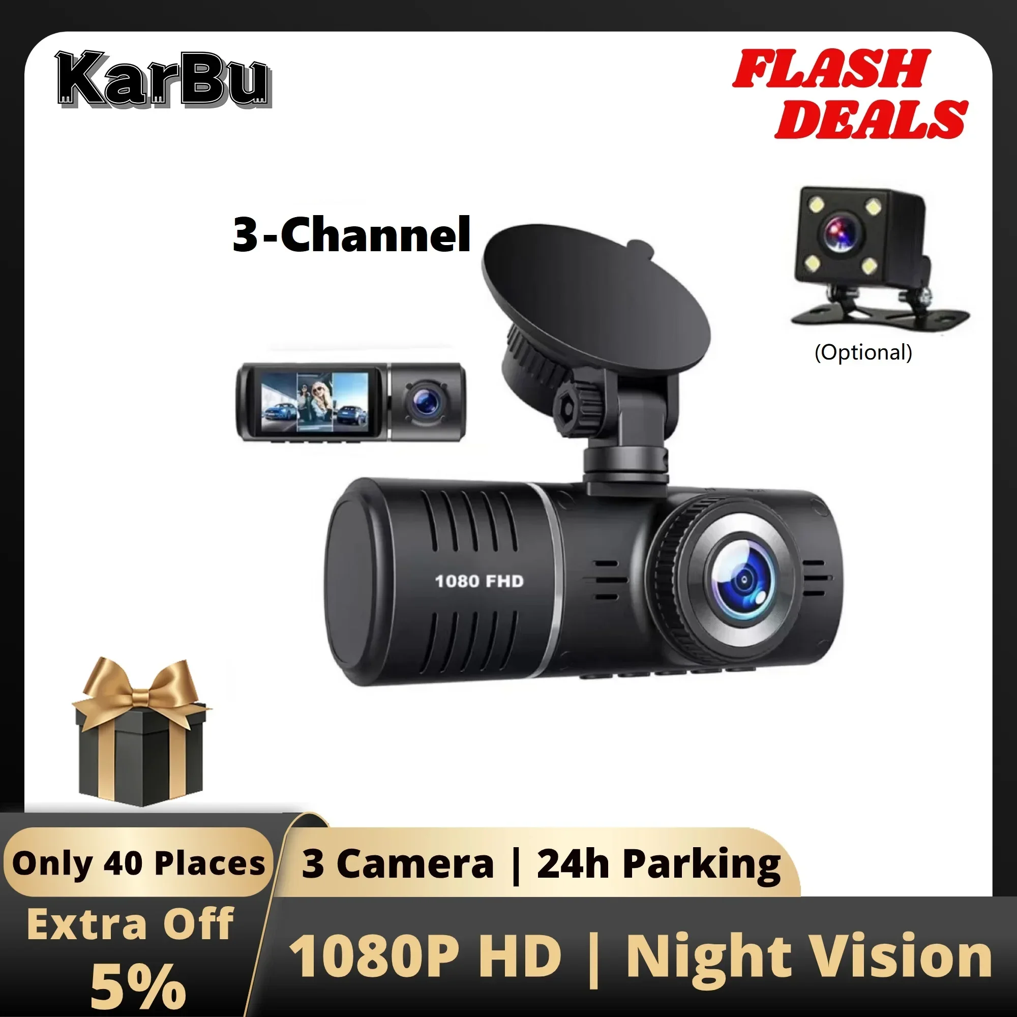 

1080P Dash Cam 3 Camera for Car Dvr Night Vision Front and Rear Dvrs Dashcam 24h Parking Monitor Kamera Samochodowa Rejestrator