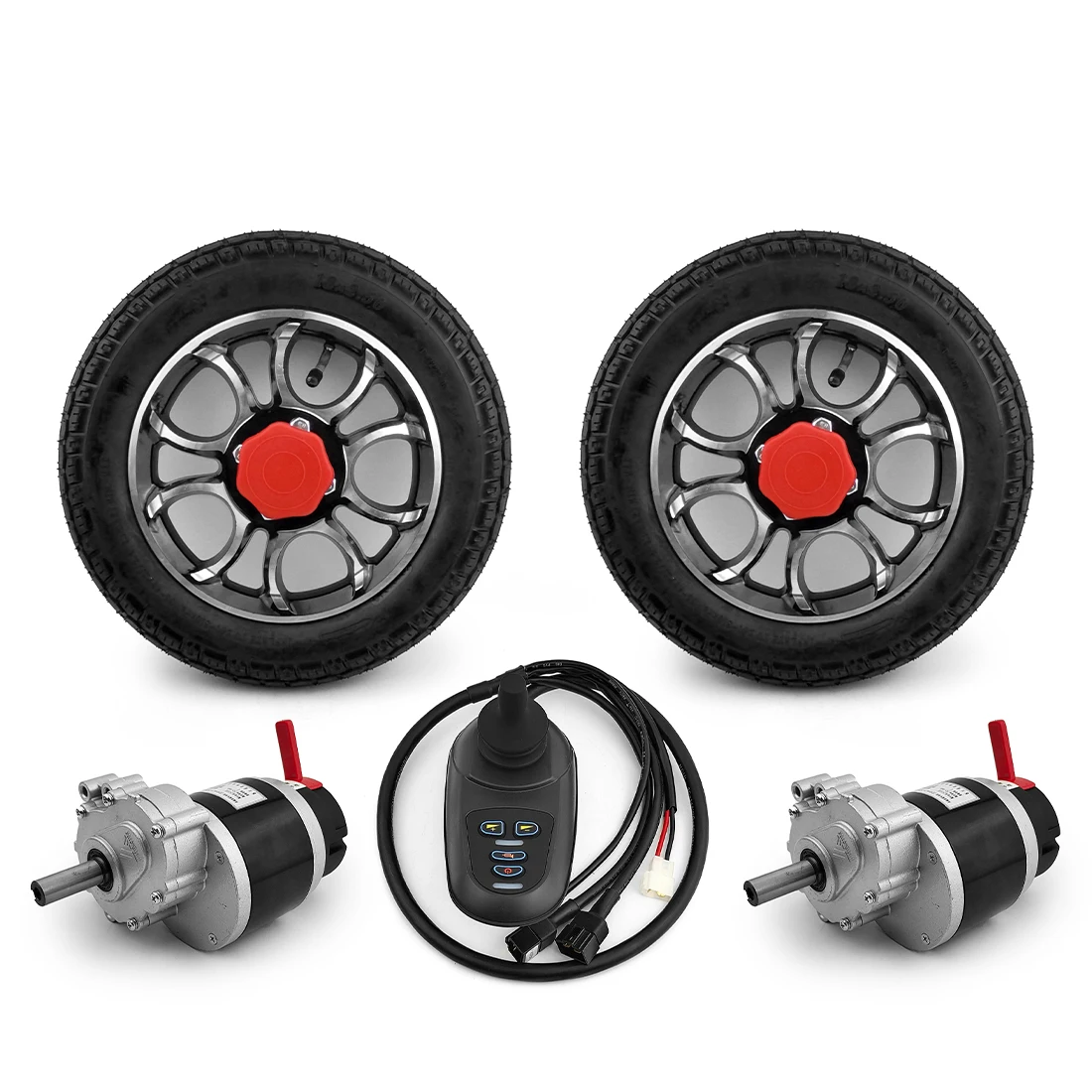 

24V 700W 12 Inch Air Solid Tire Electric Wheelchair Low Speed Motor Conversion Kit With Joystick Controller E-brake Lever