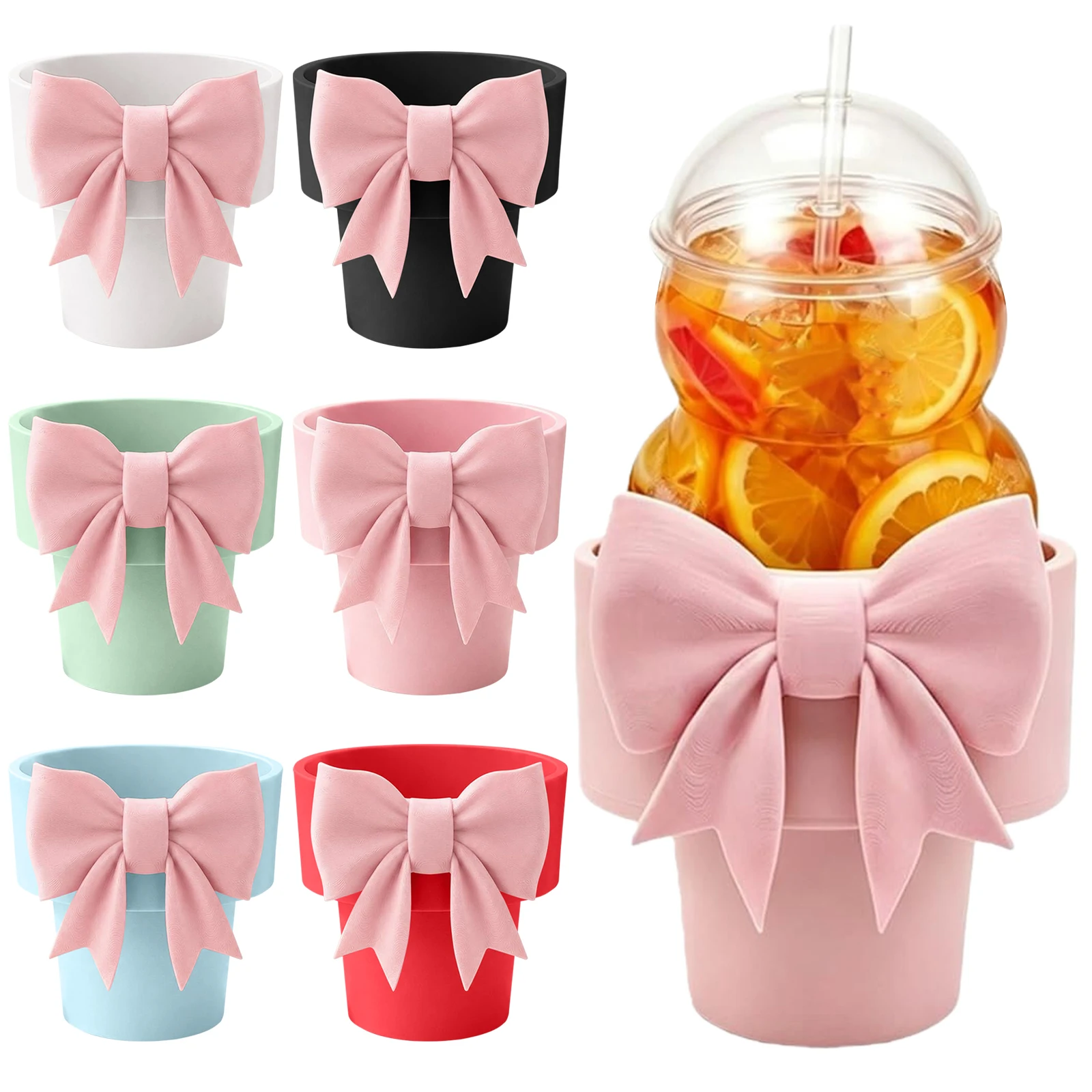 Heart Cup Holder for Bearista Cup Adapter Bow Car Cupholder Insert Cute Tumbler Stabilizer