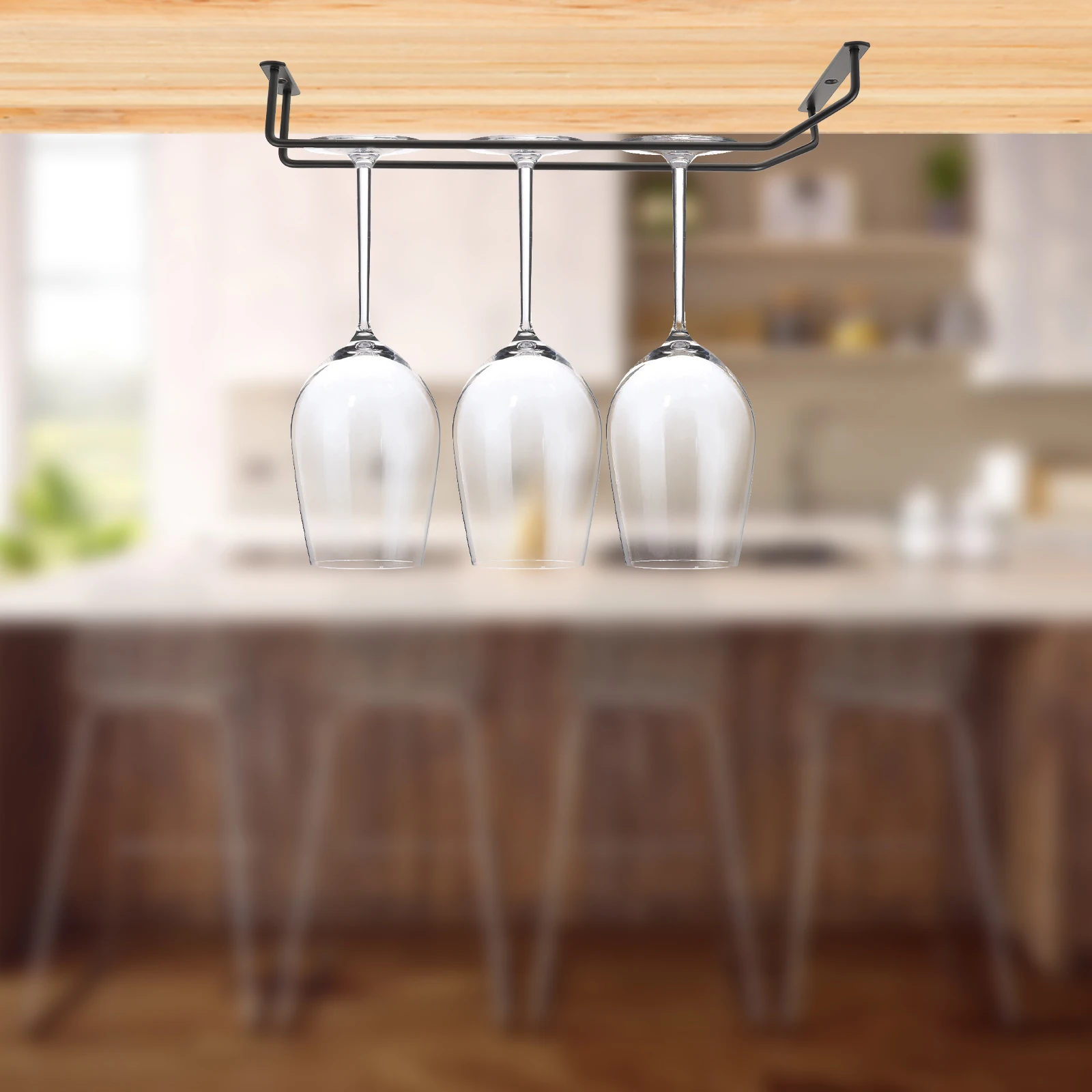 

Glass Iron Black Stainless Steel Under Stemware Racks Shelf Glass Holder Hanging Bar ganizer Storage Rack
