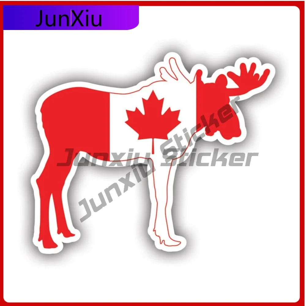 

Moose Canada Flag Sticker Uv Protected Decals State Flag Patriotic Car Sticker Vinyl Decal Die Cut Sun Protection Waterproof