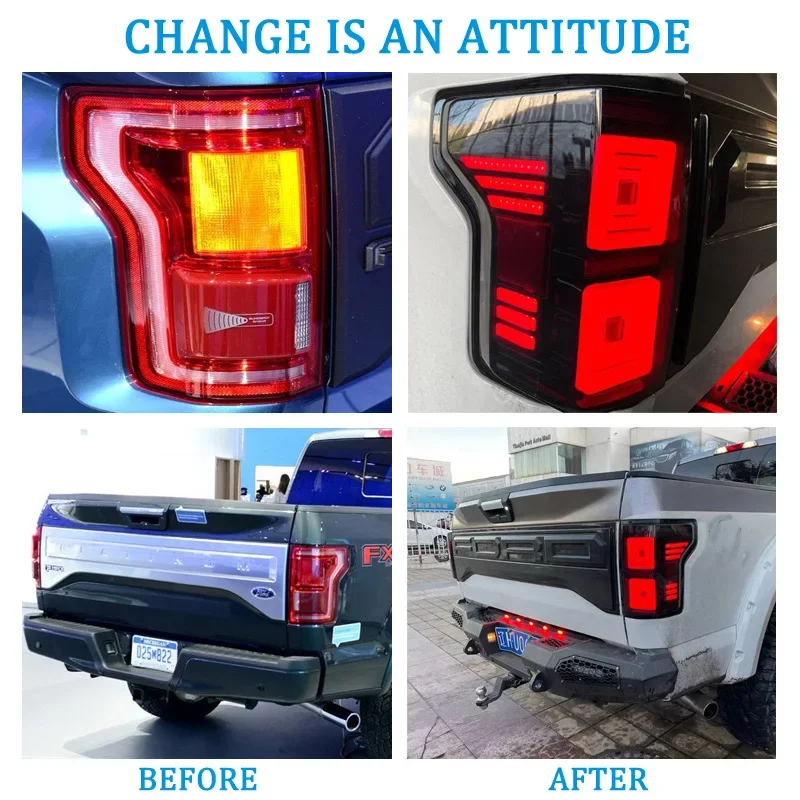 Car LED Tail Light Taillight For Ford F-150 F150 SVT Raptor 2015-2020 Rear Running Lamp + Brake Light + Reverse + Turn Signal