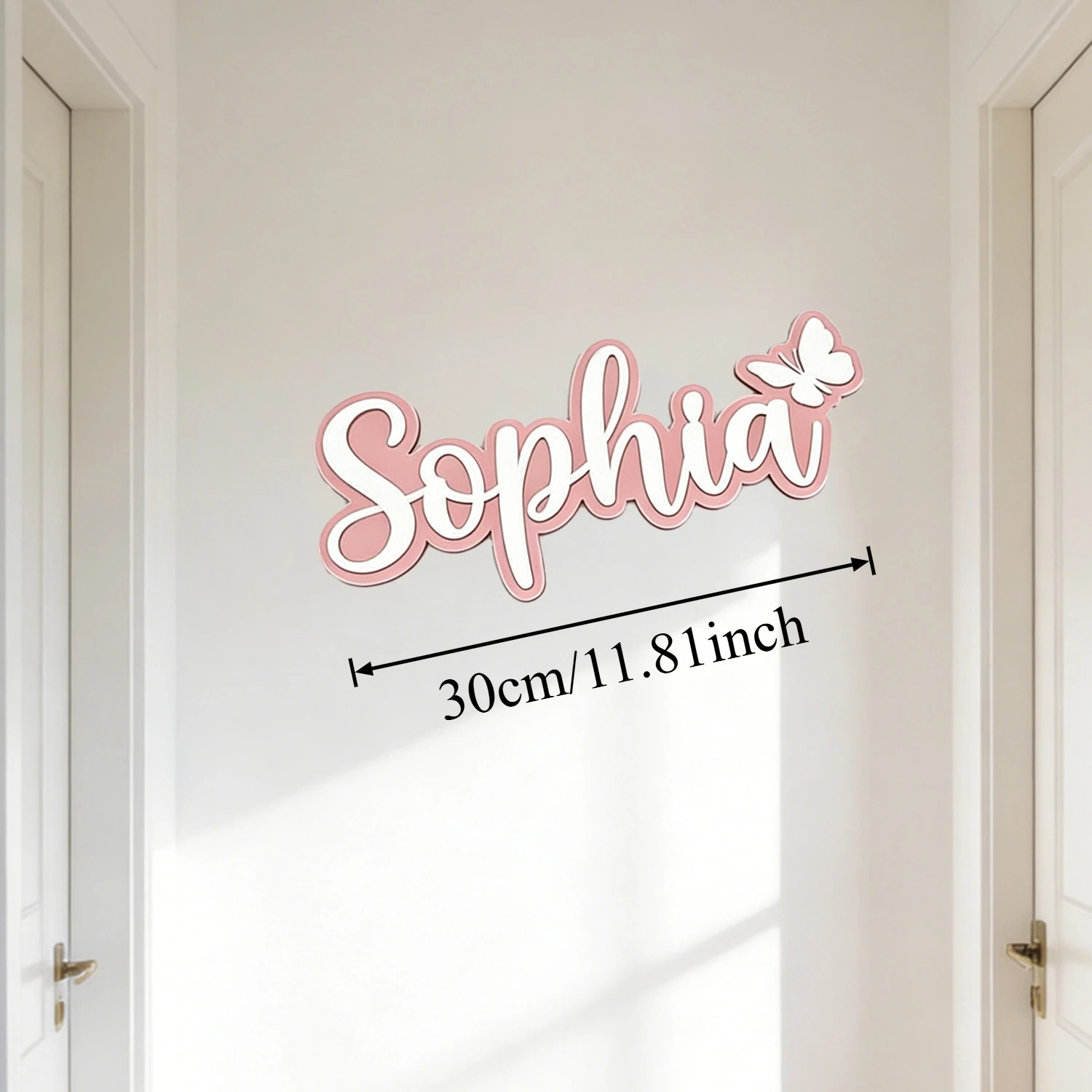 1pc Wooden Name Tag with Butterfly, Custom Name, Bedroom Doorplate, Children's Room, Birthday, Anniversary, Baptism Gift view 6