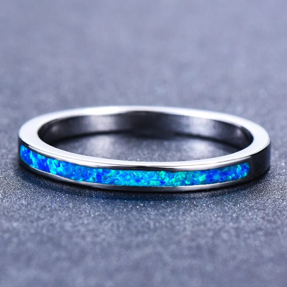 Blue and White Australian Treasure Oval Circle Women's Ring, European and American Niche Design, Personalized Accessory