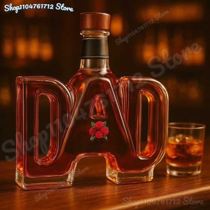 

Creative DAD Whiskey Bottle Funny Letter-Shaped Glass Bottle Gift for Dad, Unique Home Bar Decor & Father’s Day Present for Men