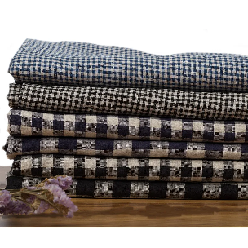 

Yarn Dyed Pure Linen Plaid Fabric for Breathable DIY Sewing Skirt Pants Tops Clothing Fashion Handmade Home Furnishings Cloth