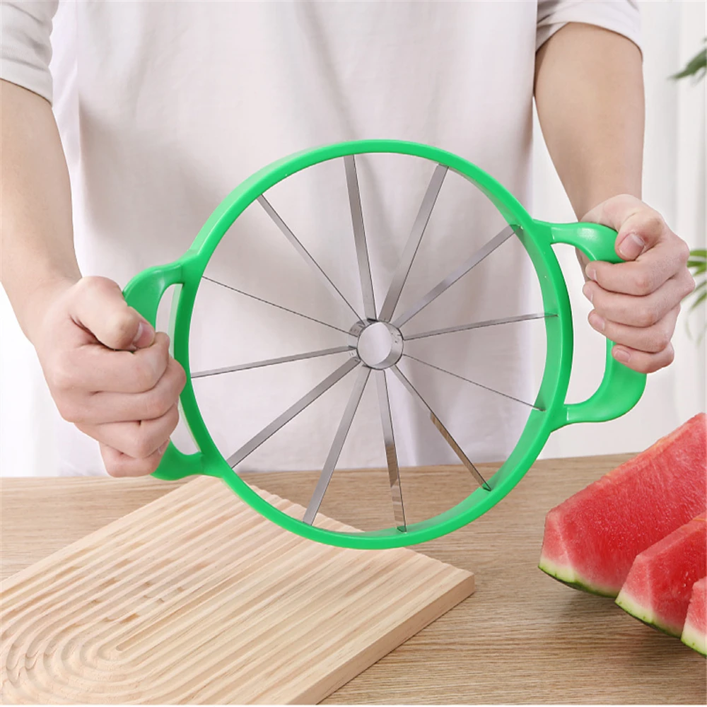 Kitchen Watermelon Slicer Creative Circle Melon Cutter Fruit Knife Stainless Steel Fruit Cutting Slicer Practical Tools 25x33cm