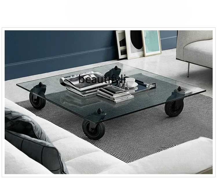 

smt03 Modern Minimalist Square Portable Tempered Glass Tea Table