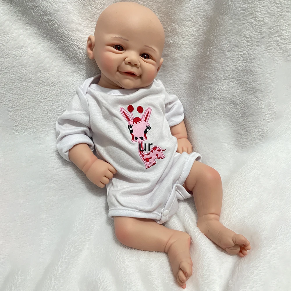 43cm Bonito Pliable Silicone Reborn Baby Doll Super Soft High-simulação Real Baby Girl Para Crianças Presentes de Natal Collectibles
