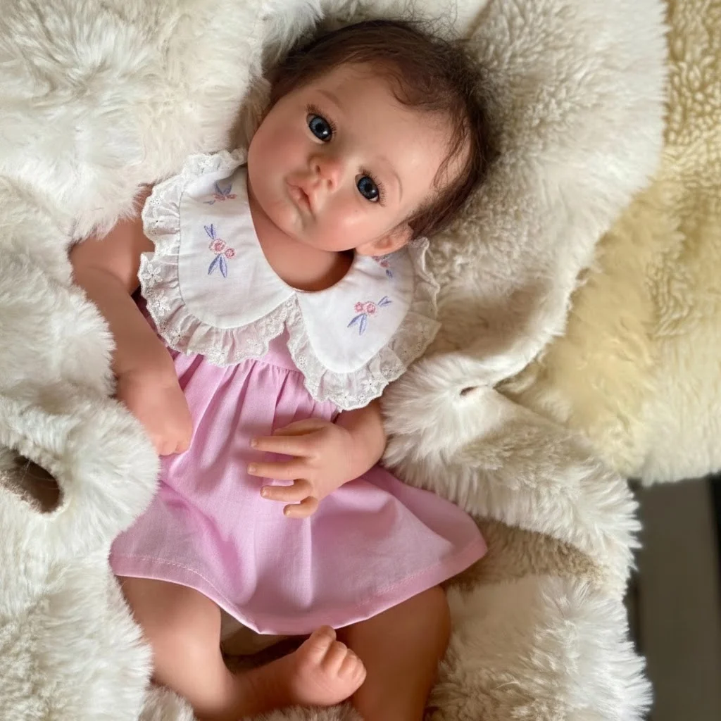 

OtardDolls 18Inch Open Mouth Meadow Bebe with Rooted Hair Solid Silicone Girl Handmade Reborn Doll Waterproof Newborn Doll Toy