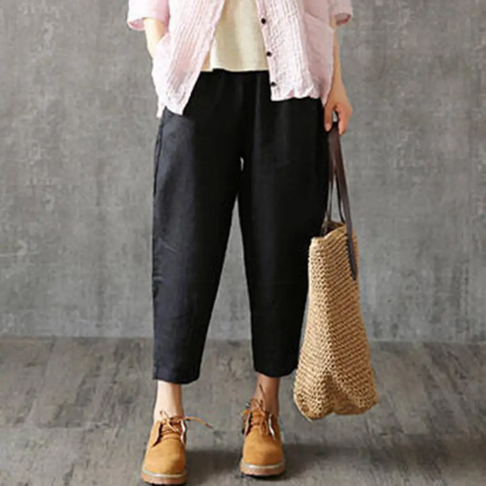 2024 Summer Cotton Linen Women's Pants Oversize Harem Trousers Pants Casual Pants Female Trendy Loose Fashion Trousers Ladies