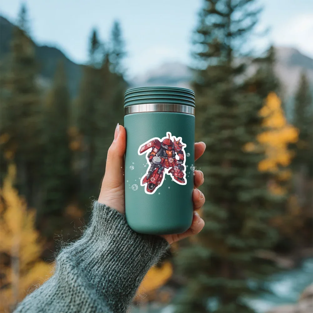 트렌디한 레드 메카 캐릭터 비닐 데칼 4개 - 스케이트보드/노트북/휴대폰/물병을 위한 다이나믹 파워 분위기