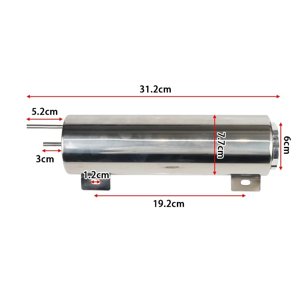 2''x13” / 3''x10” Radiator Koelvloeistof Overflow Puke Tank Universele Gepolijste Rvs Radiator Koelvloeistof Overflow Tank