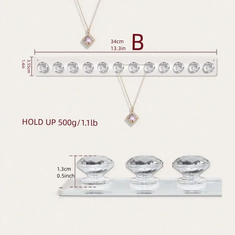 Necklace Hangers Acrylic Necklaces Holder Wall Mounted Jewelry Organizer Hanging Necklace Holder For Necklaces Bracelets Chains image 4