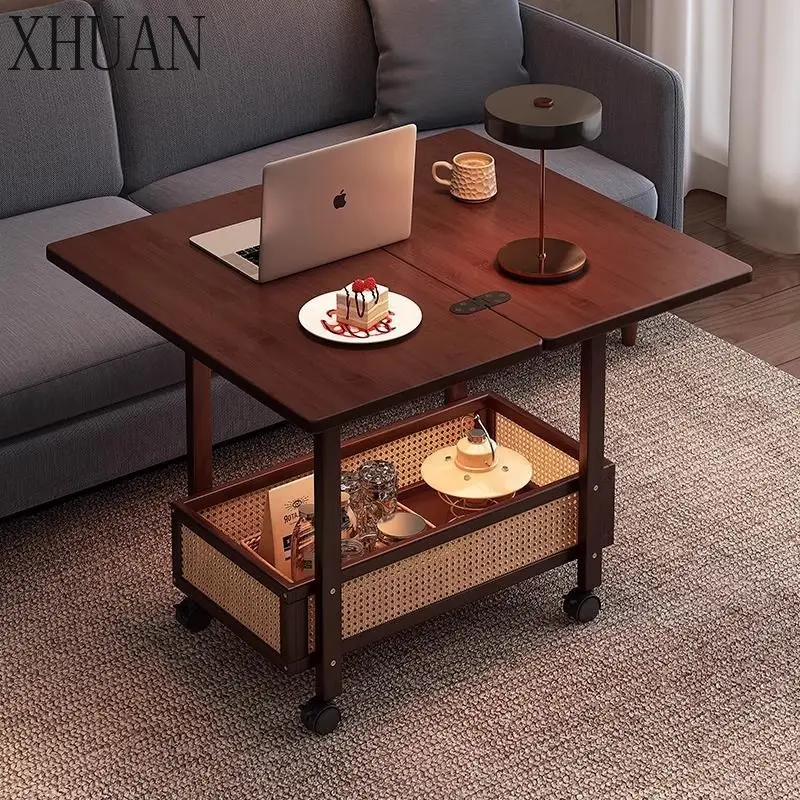 Mobile trolley table Household sofa side cabinet Foldable side table