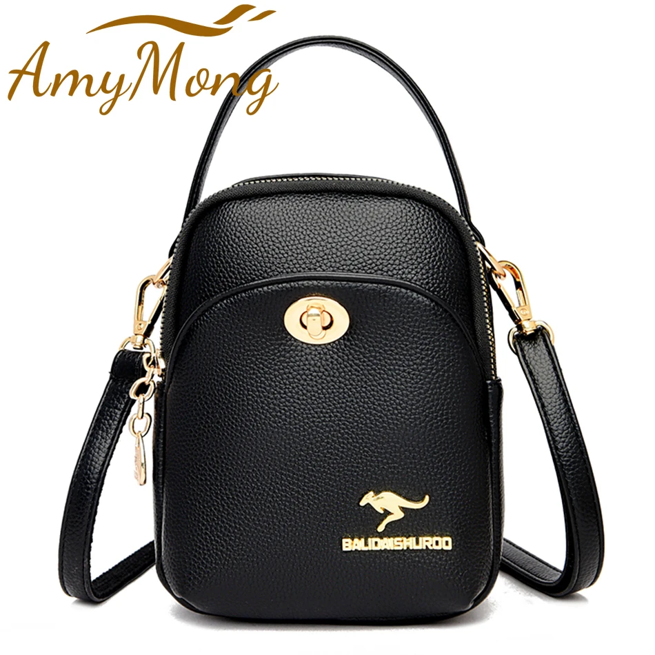 Many Pockets Pu Leather Small Purses and Handbags Designer High Quality Crossbody Shoulder Bags Solid Color Casual Messenger Bag