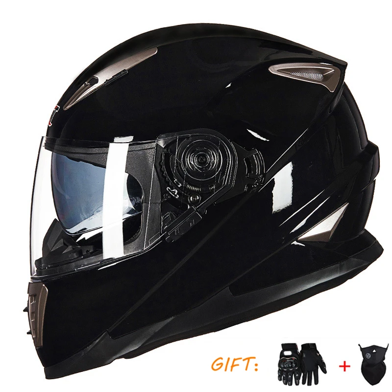 Vintage Winter Full Face Motorcycle Helmet Men Women Retro Motorcycle Dual Lens Helmets Casco Moto Capacete DOT Approved