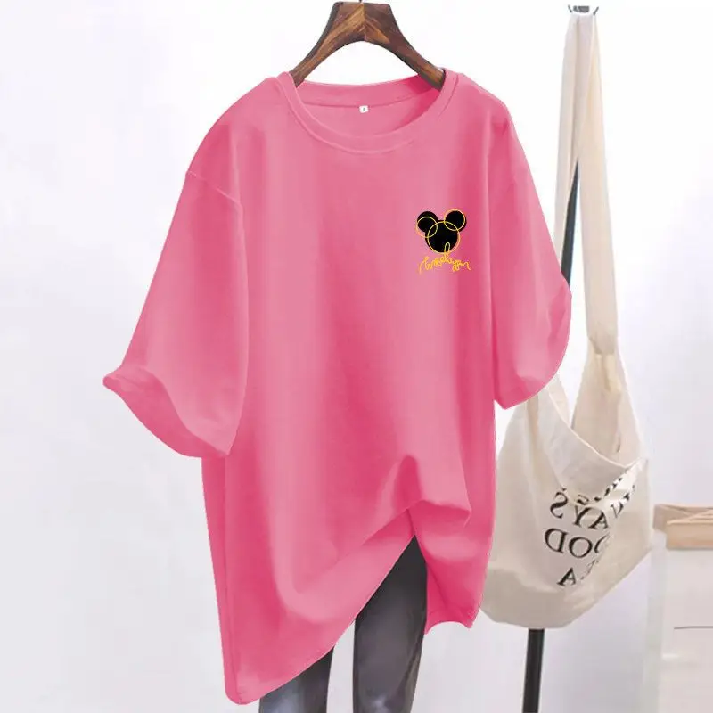 Summer Women Cartoon Printed O-neck Casual Basics Top Pullovers Korean Style Fashion Loose Short Sleeve T-shirt