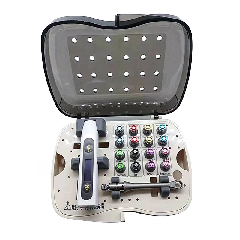Electric Dentals Implants Torque Wrench Handpiece Adjustable 10-40Ncm 16pcs Screw Manual Driver