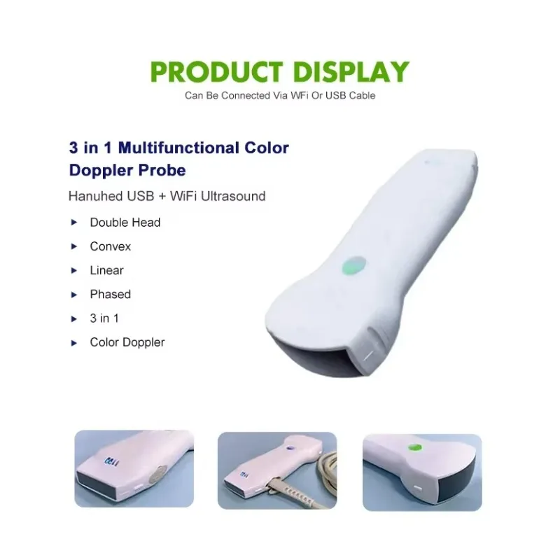 Low price 3 in 1 Wireless  Doppler Ultrasound Scanner with Dual Probes for Veterinary Diagnosis