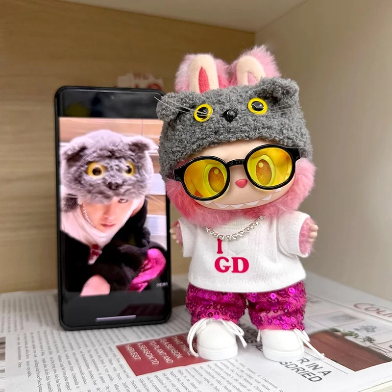 

For 17cm Labubu Zoa Plush Cat Hat Clothes Adorable 1-3 Generations Soft Vinyl Universal Doll Accessories Toy Hobbies