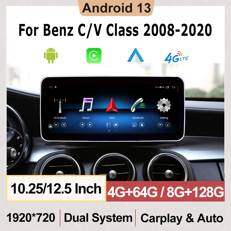 

Android 13 Multimedia Player Car Radio for Mercedes-Benz C-Class W205 GLC-Class X253 V-Class W446 Stereo Carplay Auto IPS Screen