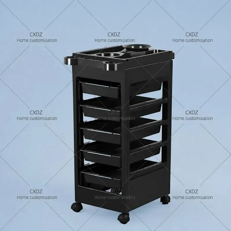 5 Tier Rolling Beauty Cart Assembled Hair Salon Trolley Barber Shop Tool Storage Cabinet Hand Push Utility Cart for Spa