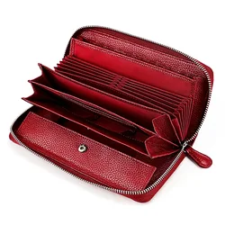 Anti-theft Brush Genuine Leather Purse Women 2026 New Ladies First Layer Cow Leather Wallet Large Capacity Female Clutch Bag