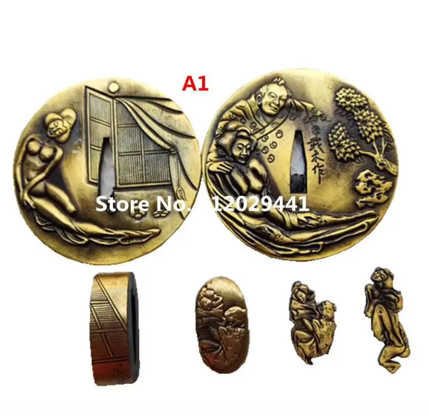 A Set High Quality Brass GUARD TSUBA FUCHI KASHIRA MENUKI For Japanese Sword Samurai Katana Accessory