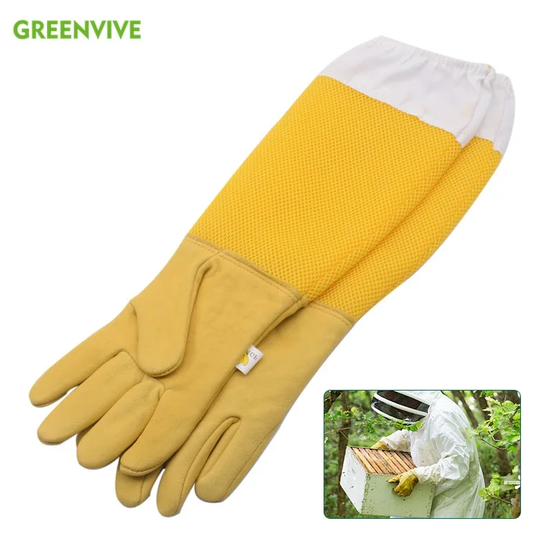 

Beekeeping Gloves Protective Sleeves Breathable Sheepskin Beekeeper Gloves Anti Bee Gloves for Beekeeper Prevent Beehive Tools