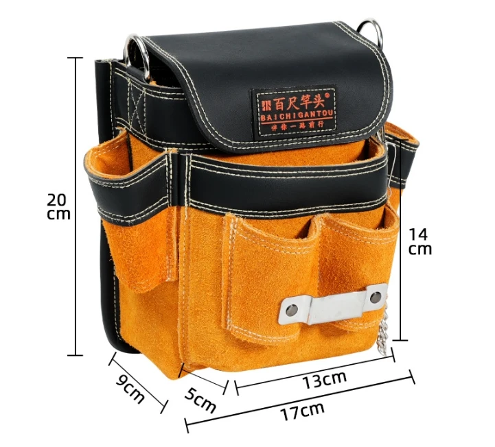 Electrician Tool Kit Waist Shoulder Cowhide Waist Bag Multi Functional Maintenance Special Tool Bag