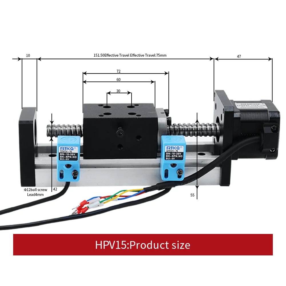 HPV15-42HB40-1204 Precision Ball Screw Linear Module Guide Rail Heavy Load Workbench Electric Platform 42 Motor