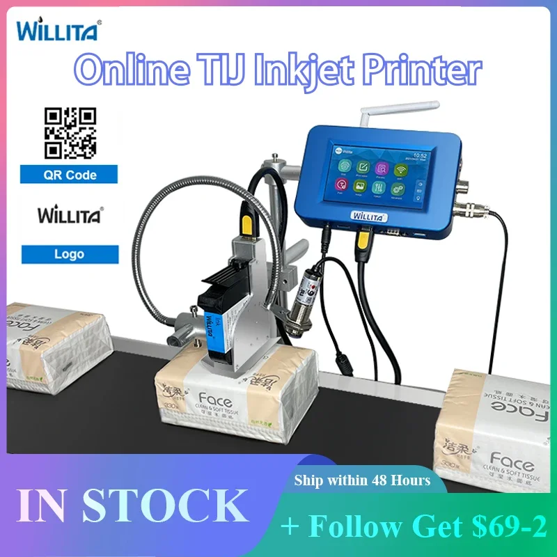 

Willita 12.7mm Online TIJ Inkjet Printer Automatic Coding Machine Industrial Grade TIJ 2.5 Thermal Nozzle Barcode Batch Number