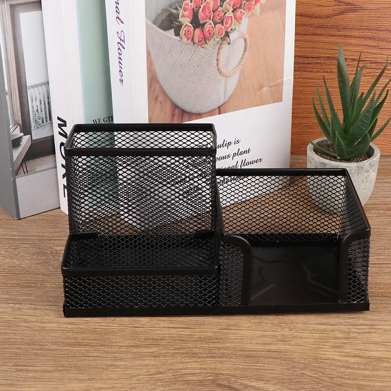Desk Stationery Organizer Creative Metal Pen Holder Pencil File Storage Rack Storage Box Office Accessories Desktop Ornament