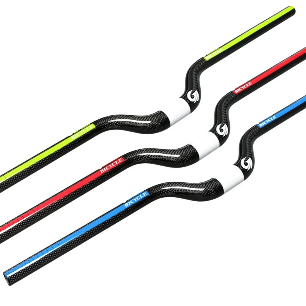 Full Carbon MTB U-Shape Wide Swept Riser Handlebar, 25.4mm & 31.8mm, Multiple Riser Height Options for Folding & Mountain Bike