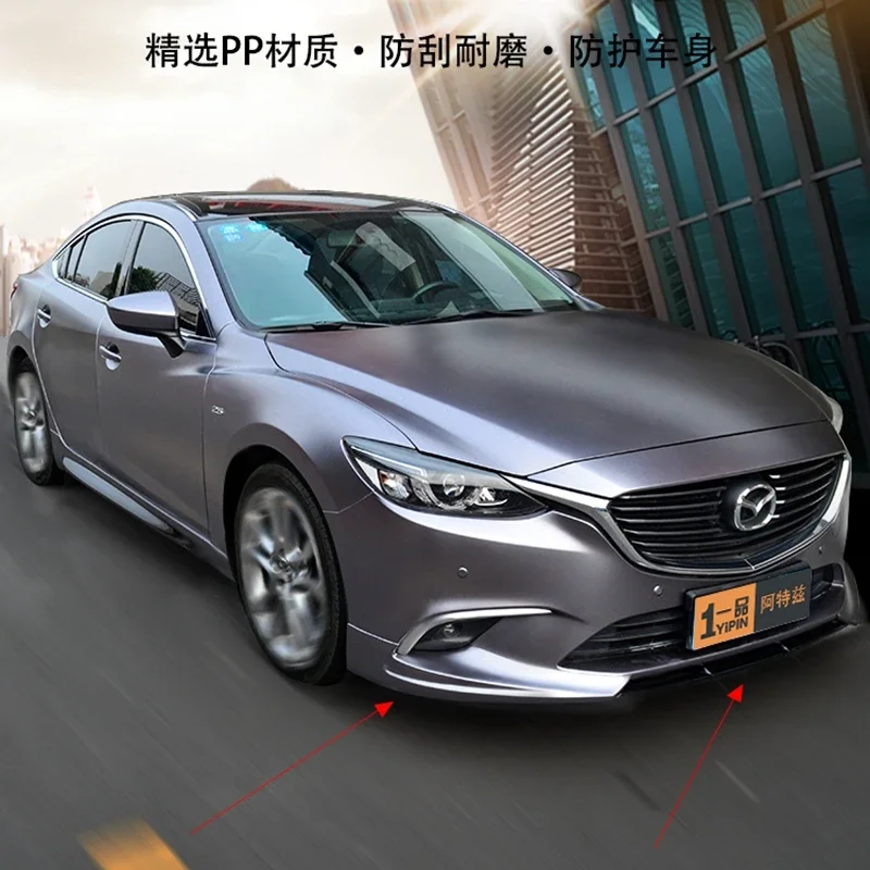 3Piece Car Front Bumper Splitter Lip Diffuser Spoiler Cover For Mazda 6 Atenza 2014-2018 Carbon Fiber Look/ Black