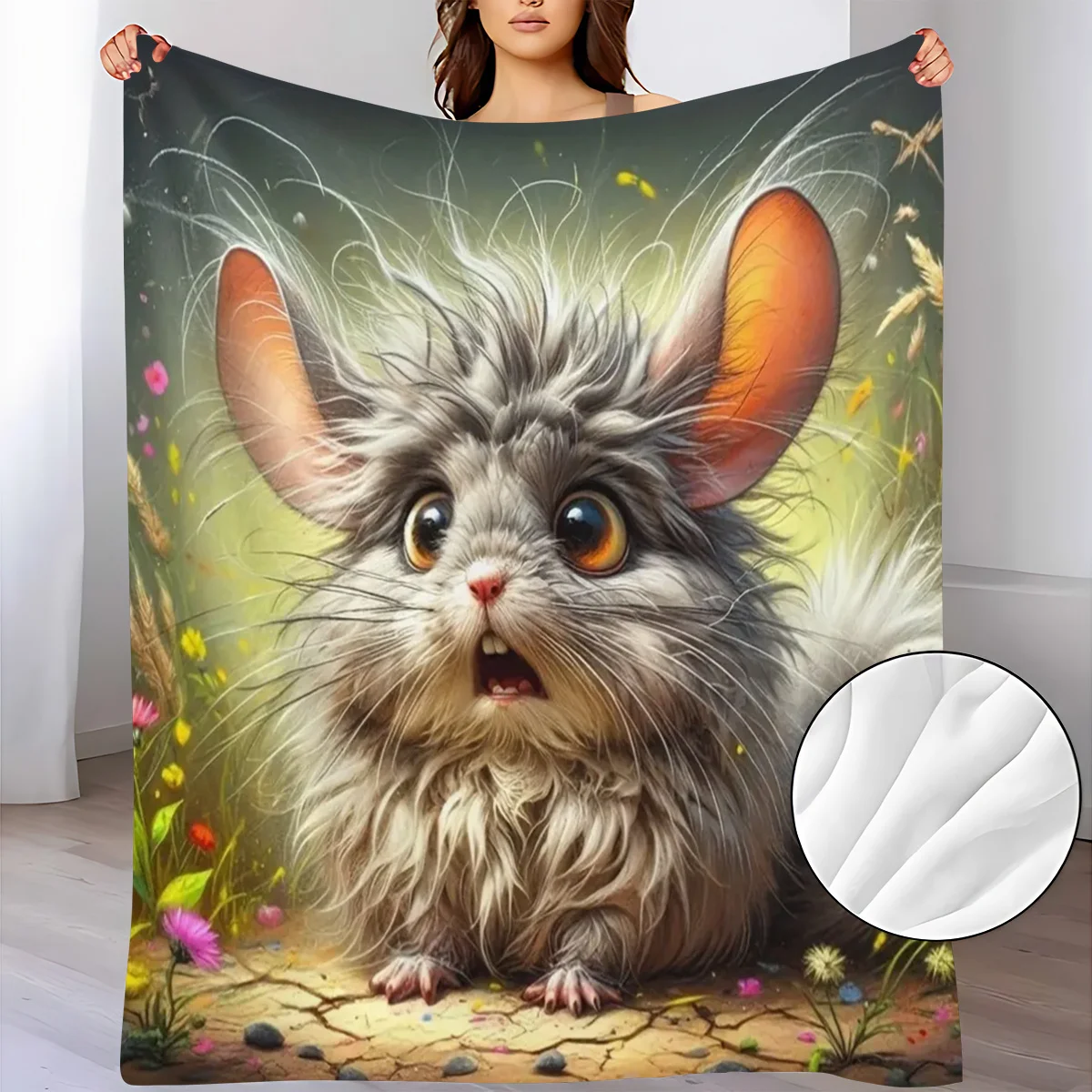A Soft And Warm Fleece Blanket with a Mouse Pattern, Perfect for Use on The Sofa, for Home Relaxation, As an Air Conditioning Bl