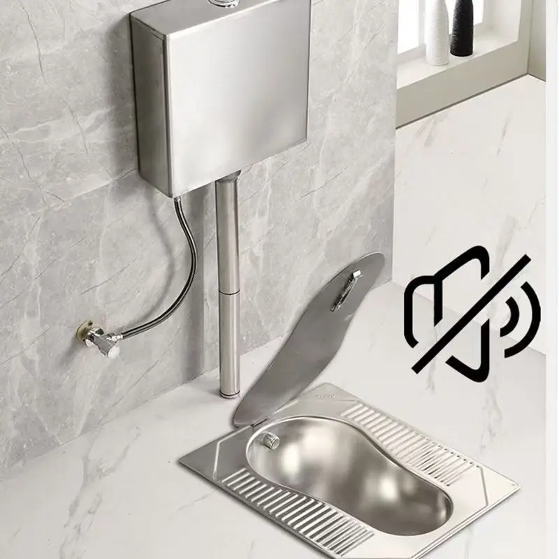 Integrated stainless steel squatting pit toilet urinal for urban and rural use