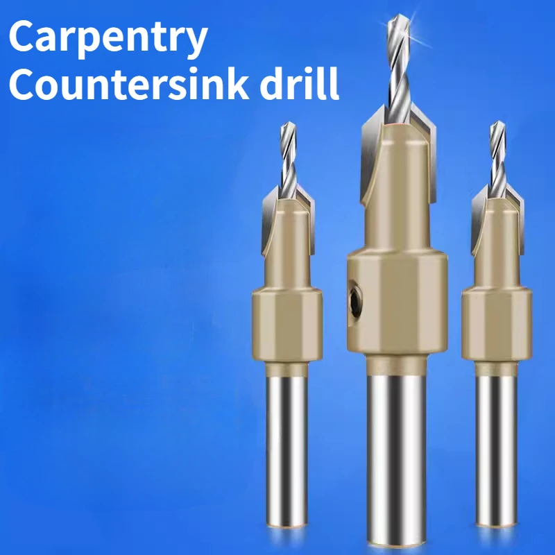 Counter Sink Drill Bit Set for Wood Shank HSS Wooden Screw Countersink Router Bits Hole Punch Adjustable Woodworking Tools
