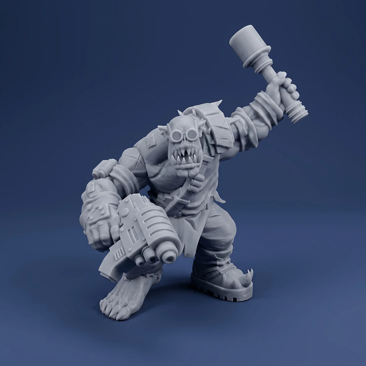 Fantasy Orc Warrior Miniature Set, Unpainted 3D Printed Models for Tabletop RPG and Collecting