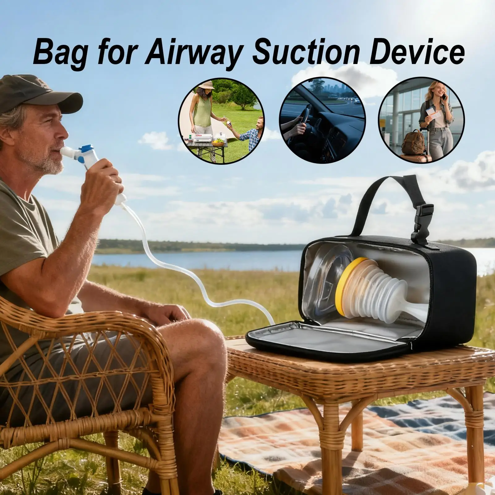 Storage Tote Bag Airway Clearance Device Bag Storage Adjustable Handle Protective Carrier For Outdoor Carrying Car Hiking Home
